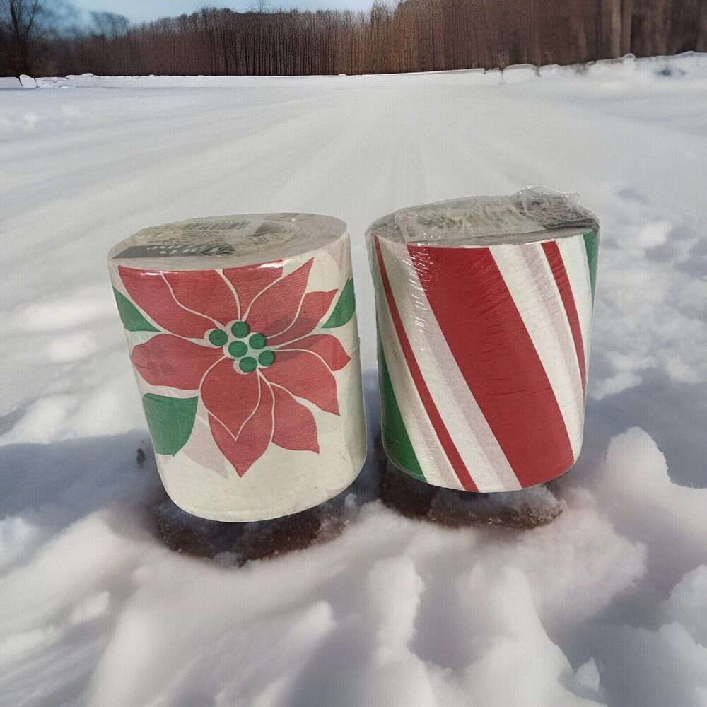 Party House Holiday Christmas Bathroom 2 Ply Tissue Toilet Paper Rolls Vintage 2
